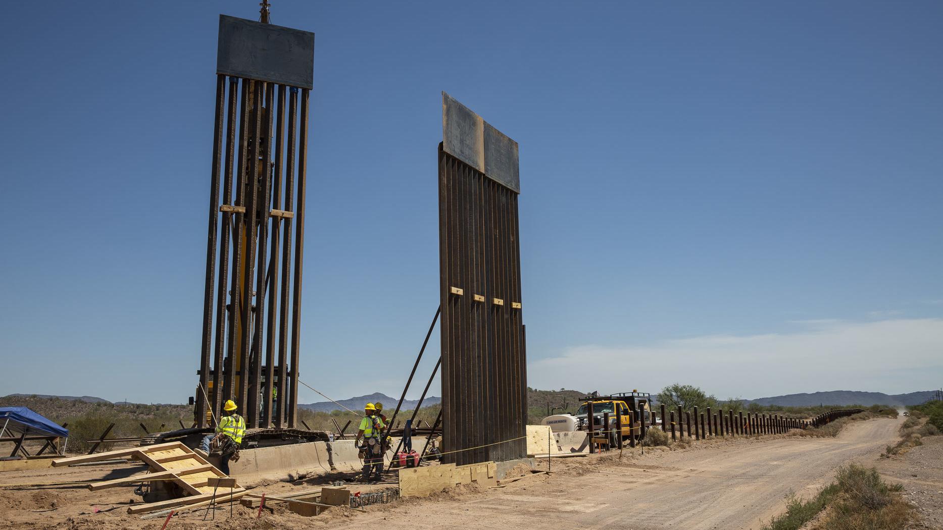Border wall rising near Lukeville